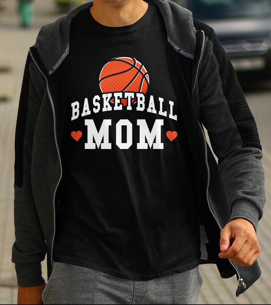 Basketball Mom Women's Shirt With Hearts And Basketball T-Shirt