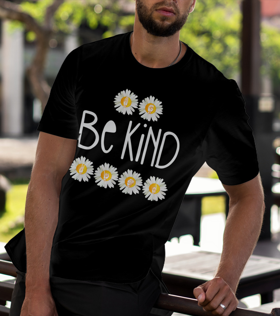 Be Kind Daisy Peace Symbol Cute Rainbow T-Shirt