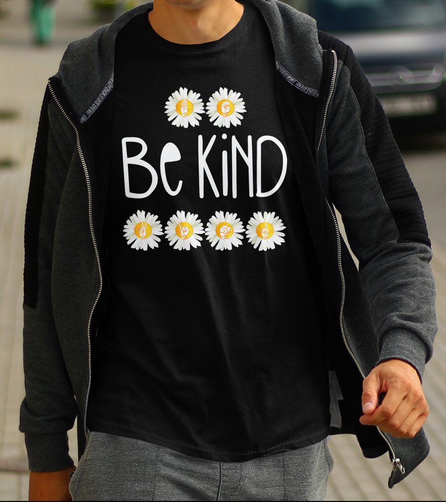 Be Kind Daisy Peace Symbol Cute Rainbow T-Shirt