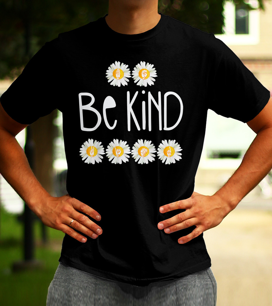 Be Kind Daisy Peace Symbol Cute Rainbow T-Shirt