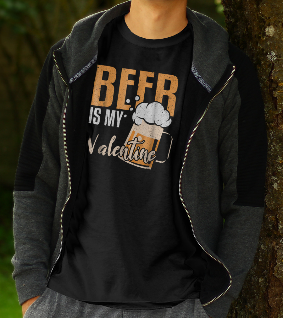 Beer Is My Valentine Bubbles And Mug Valentine's Day Fun T-Shirt