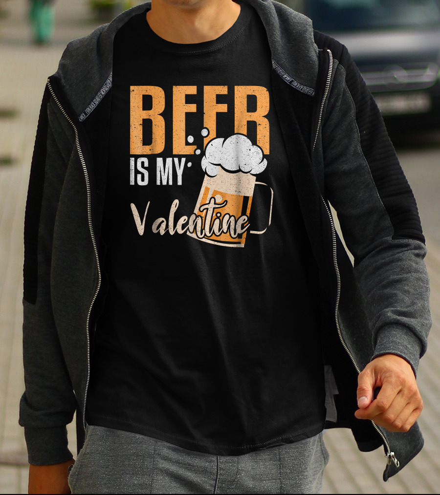Beer Is My Valentine Bubbles And Mug Valentine's Day Fun T-Shirt