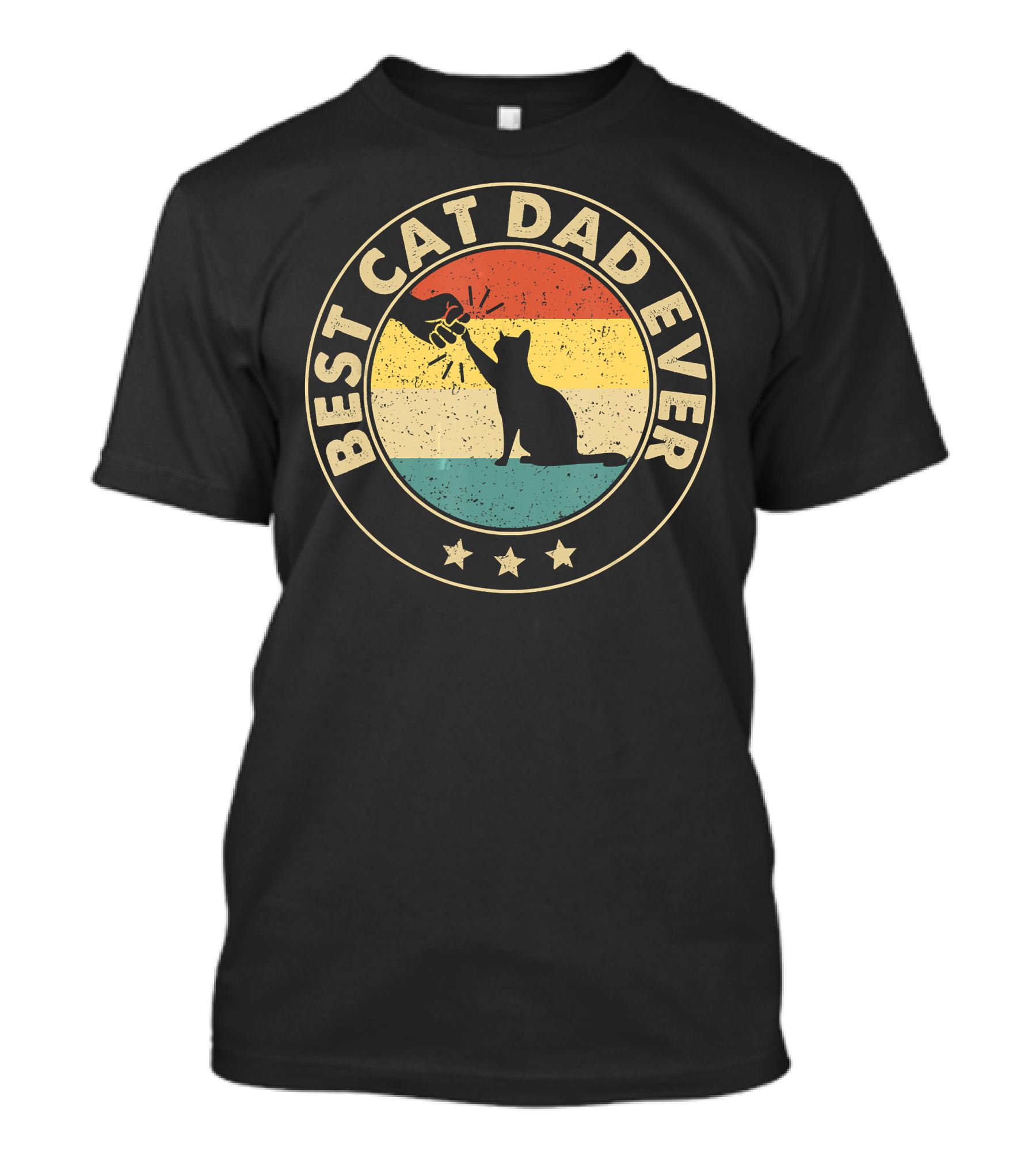 Best Cat Dad Ever Retro Cat Lovers Fist Bump Vintage Stripes T-Shirt