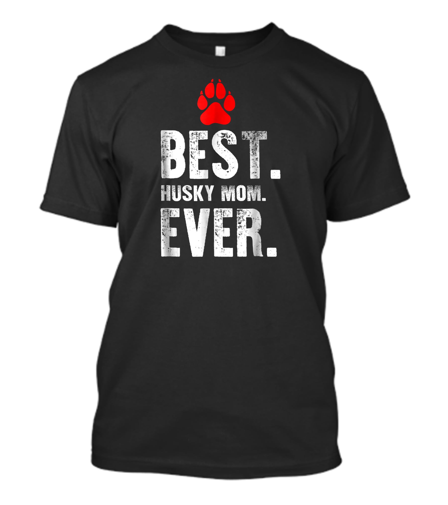 Best Husky Mom Ever With Red Paw Prints T-Shirt