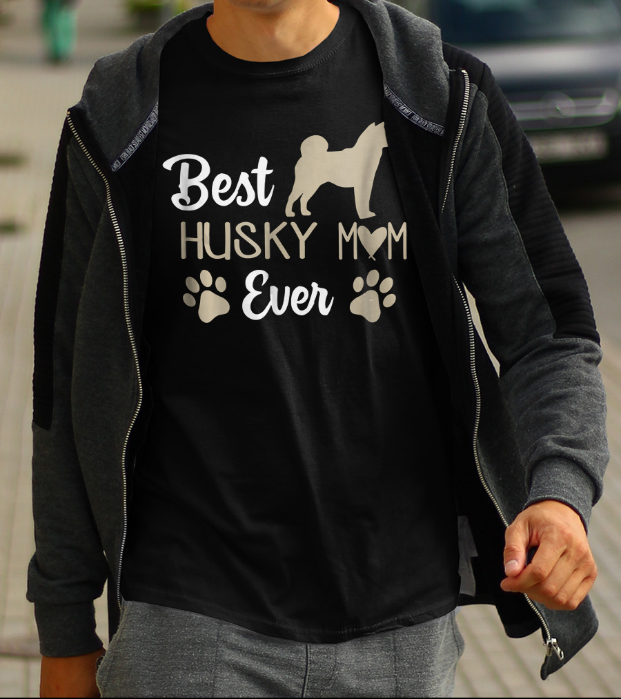 Best Husky Mom Ever Paw Prints Siberian T-Shirt