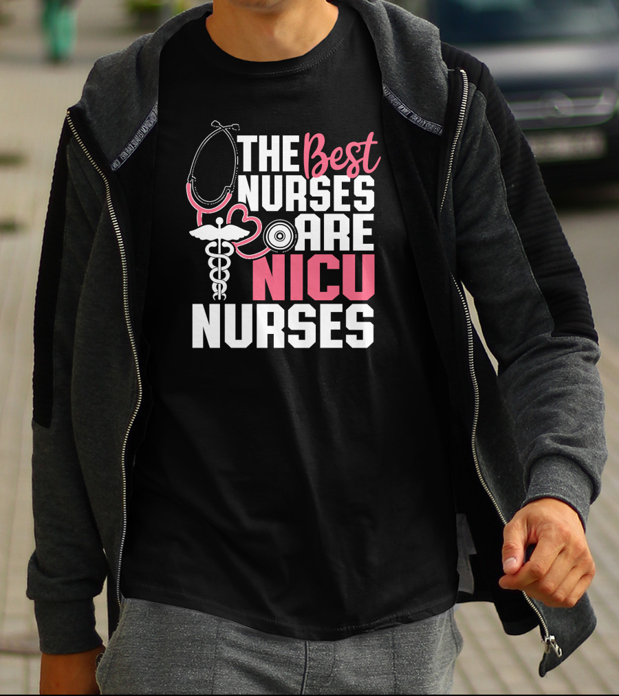 The Best Nurses Are NICU Nurses Stethoscope And Caduceus Hearts T-Shirt