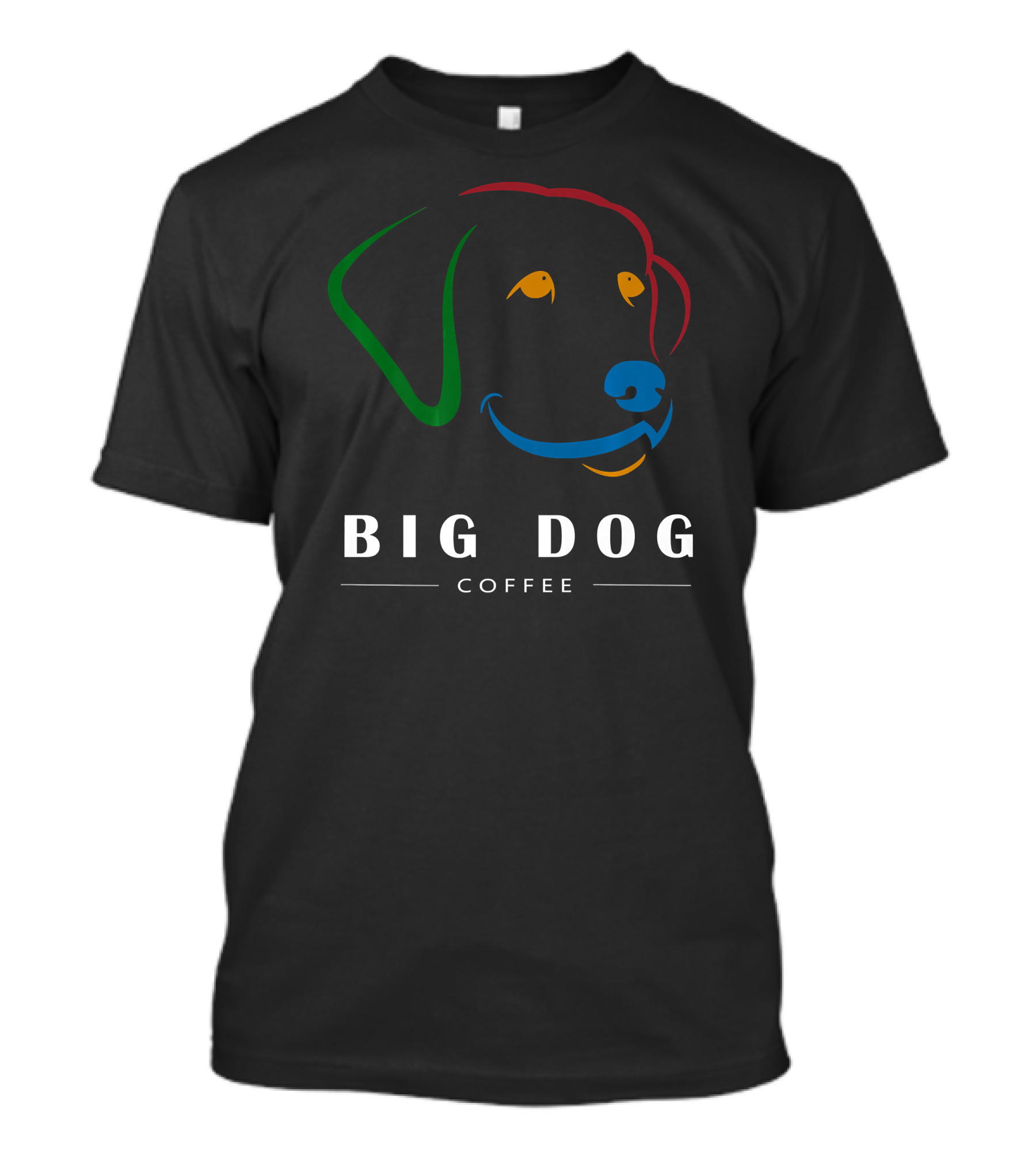 BIG DOG COFFEE Colorful Dog Outline T-Shirt
