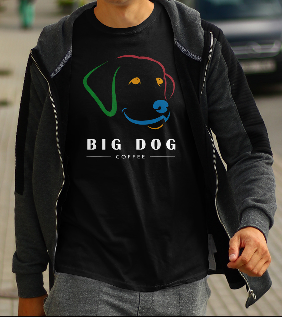 BIG DOG COFFEE Colorful Dog Outline T-Shirt