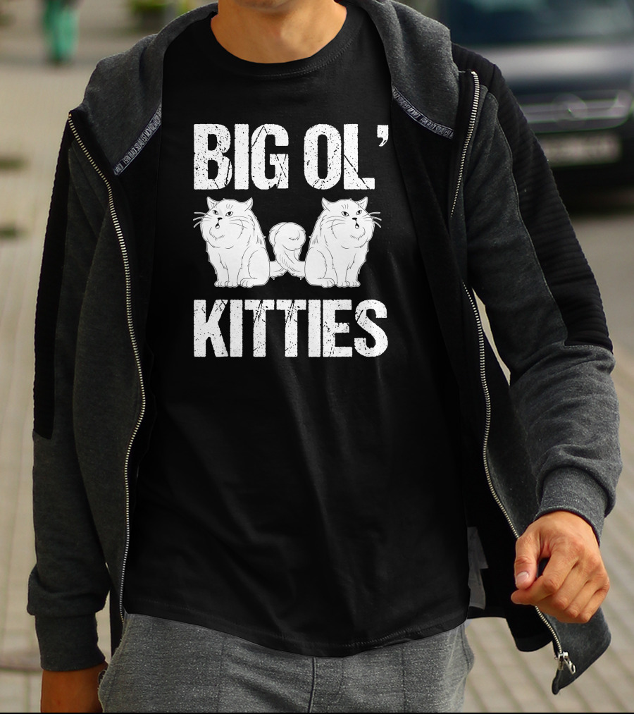 Big Ol Kitties Funny Cat Lover White Furry Cats T-Shirt