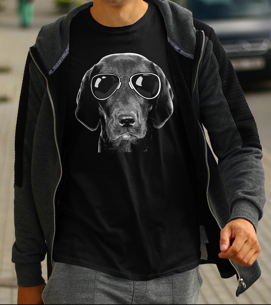 Black Labrador Sunglasses Lab Dad Cool Dog T-Shirt