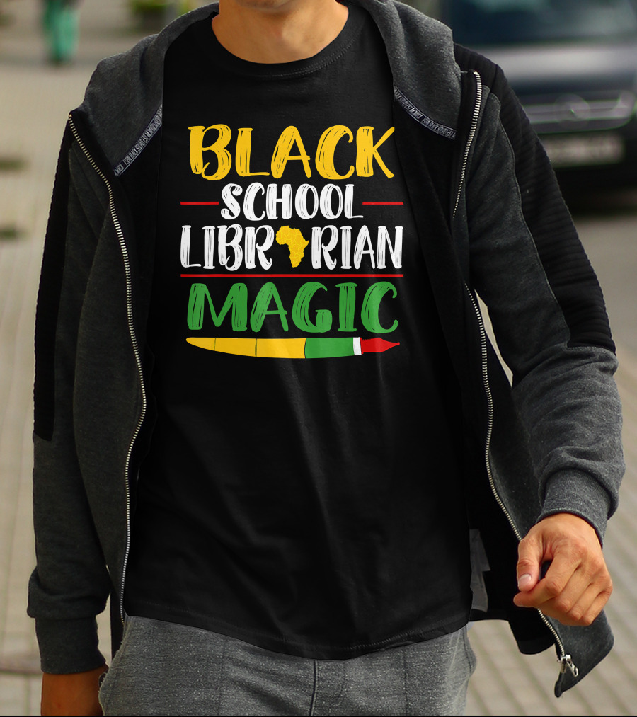 Black School Librarian Magic Africa Map Pencil T-Shirt