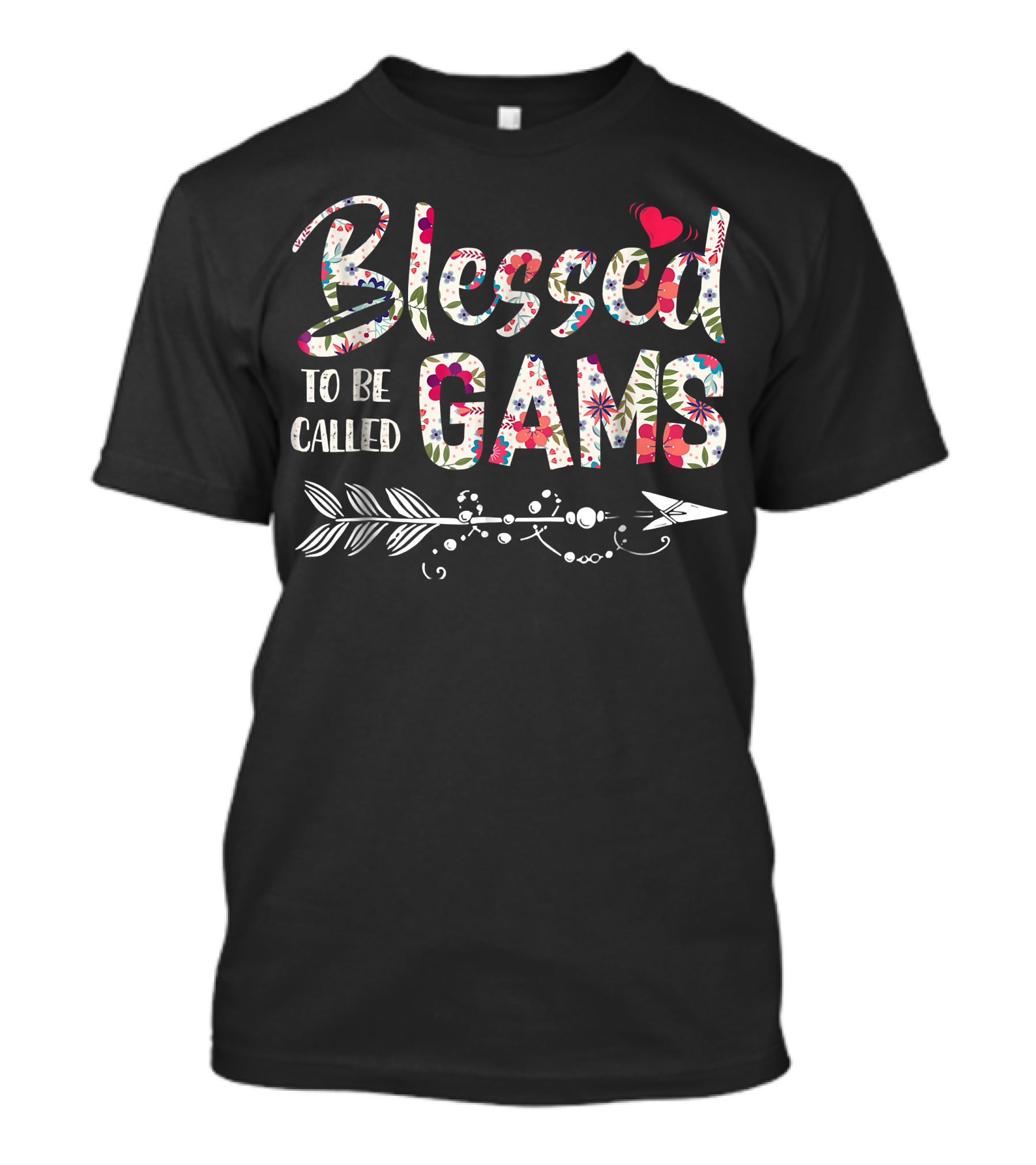 Blessed To Be Called Gams Floral Heart Arrow T-Shirt