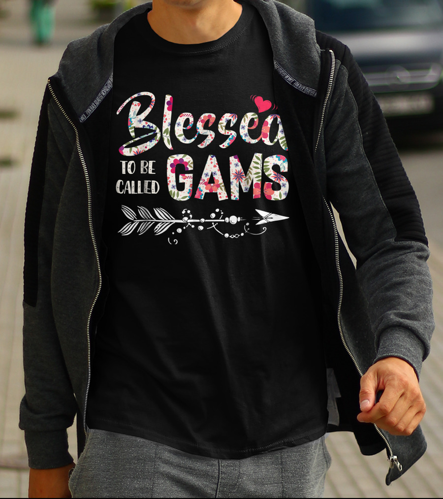 Blessed To Be Called Gams Floral Heart Arrow T-Shirt