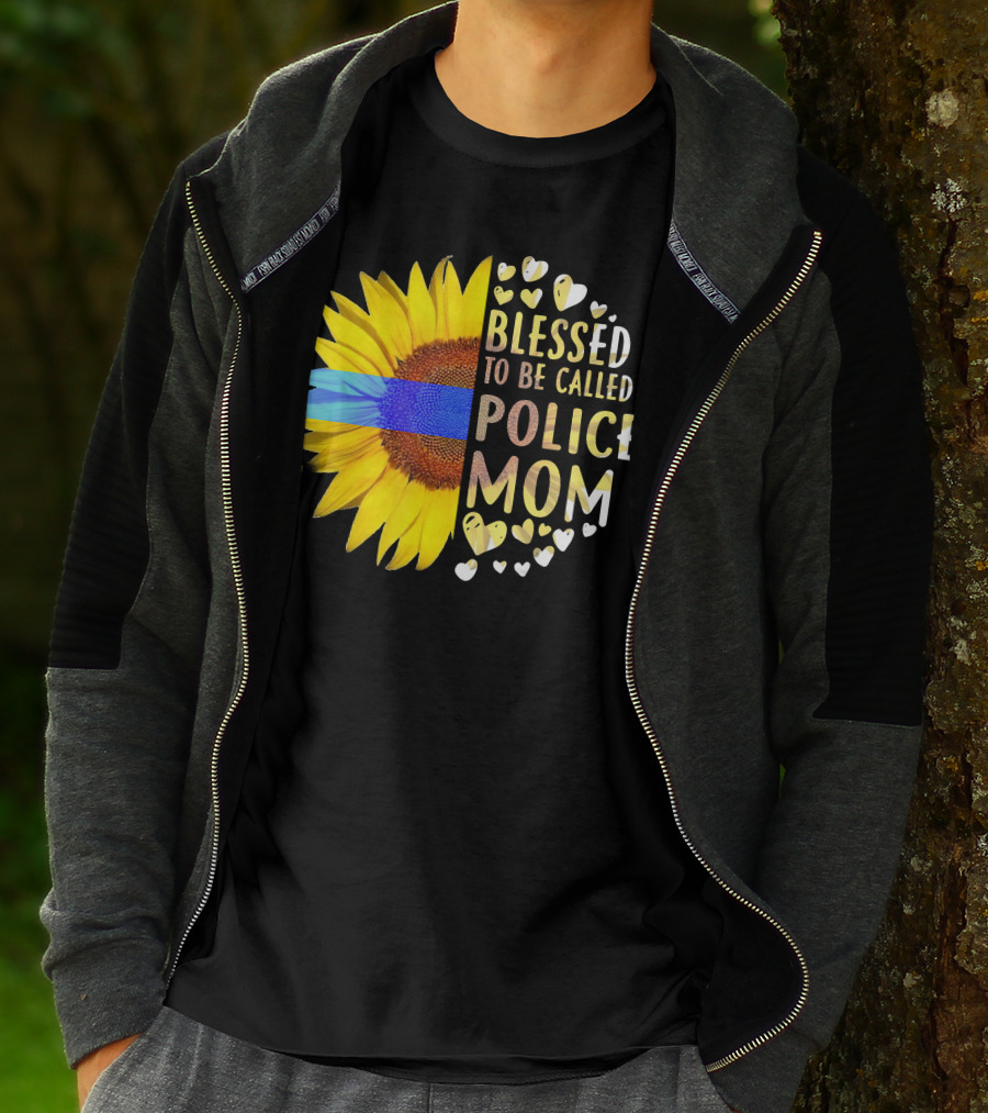 Blessed To Be Called Police Mom Sunflower Heart Elements T-Shirt