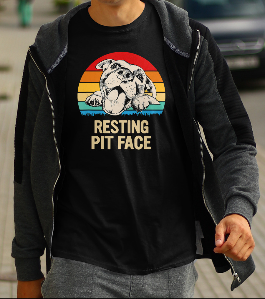 Resting Pit Face Bombshell Bullies Pit Bull Rescue Retro T-Shirt