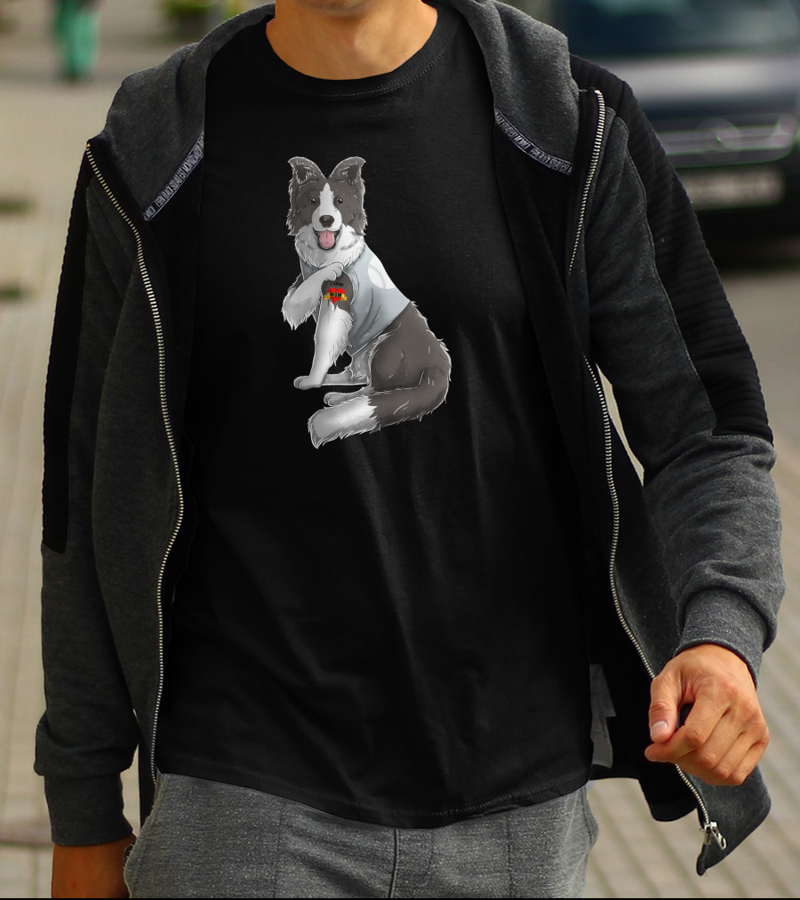 Border Collie Heart Tattoo I Love Mom Dog T-Shirt