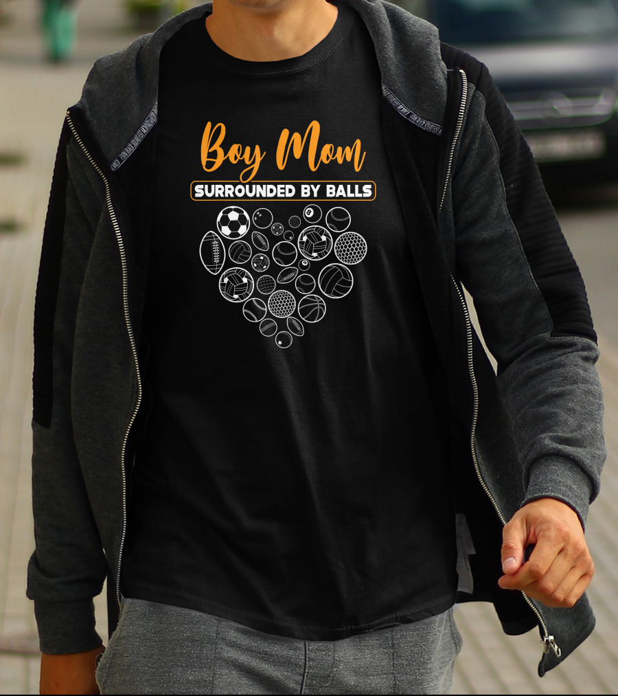 Boy Mom Surrounded By Balls Sports Football Basketball Soccer T-Shirt