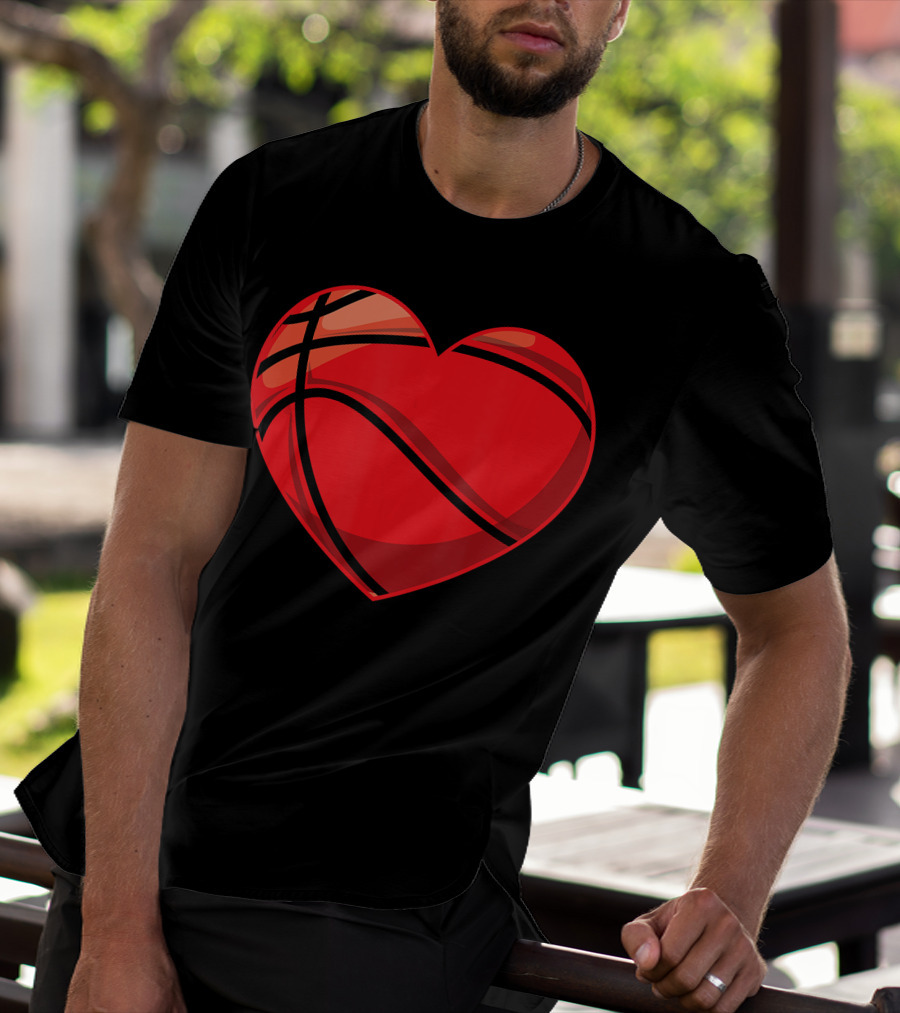 Valentines Day Boys Heart-Shaped Basketball T-Shirt