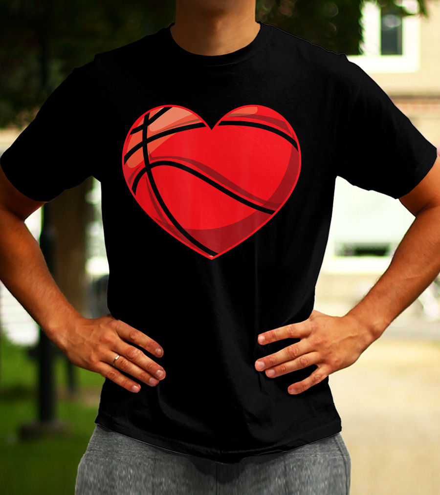 Valentines Day Boys Heart-Shaped Basketball T-Shirt