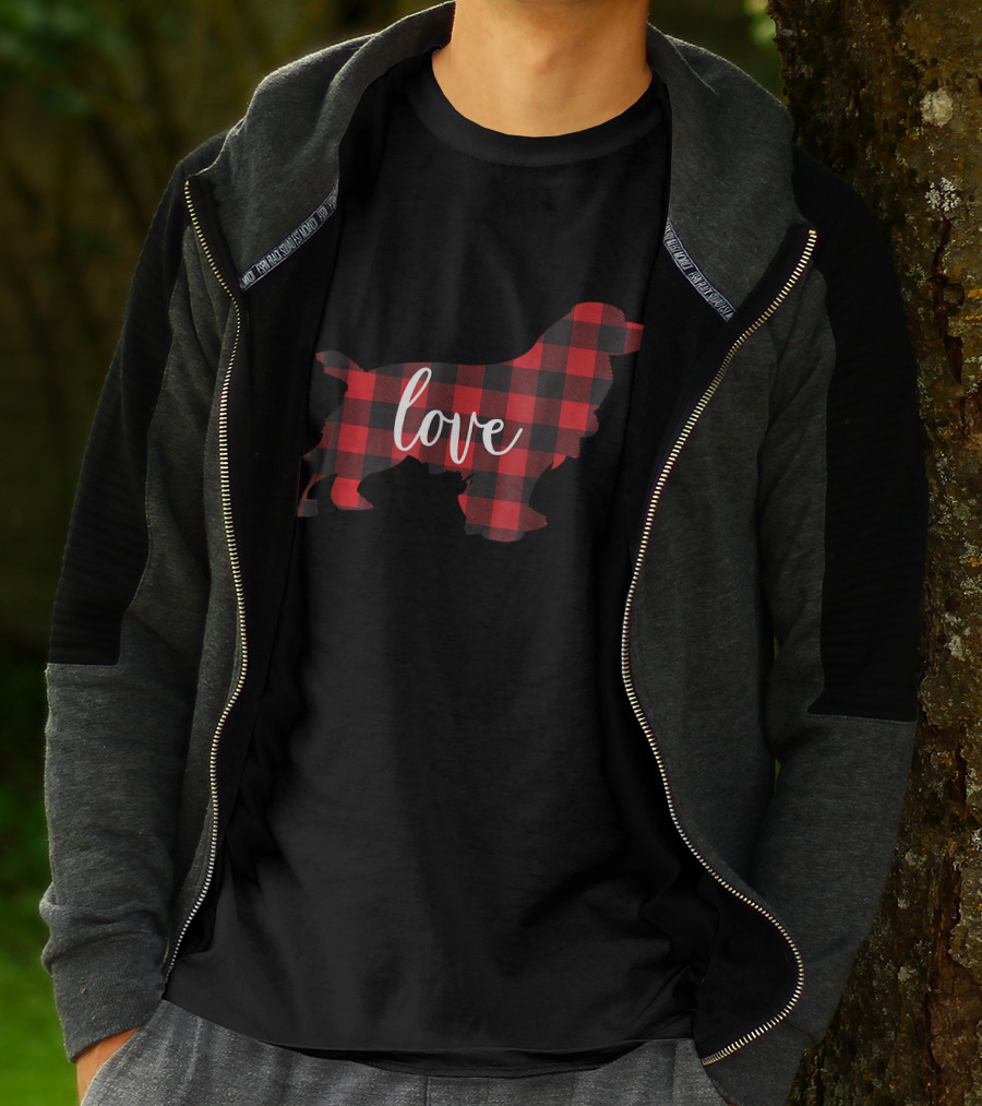 Love Buffalo Plaid Cocker Spaniel Mom T-Shirt