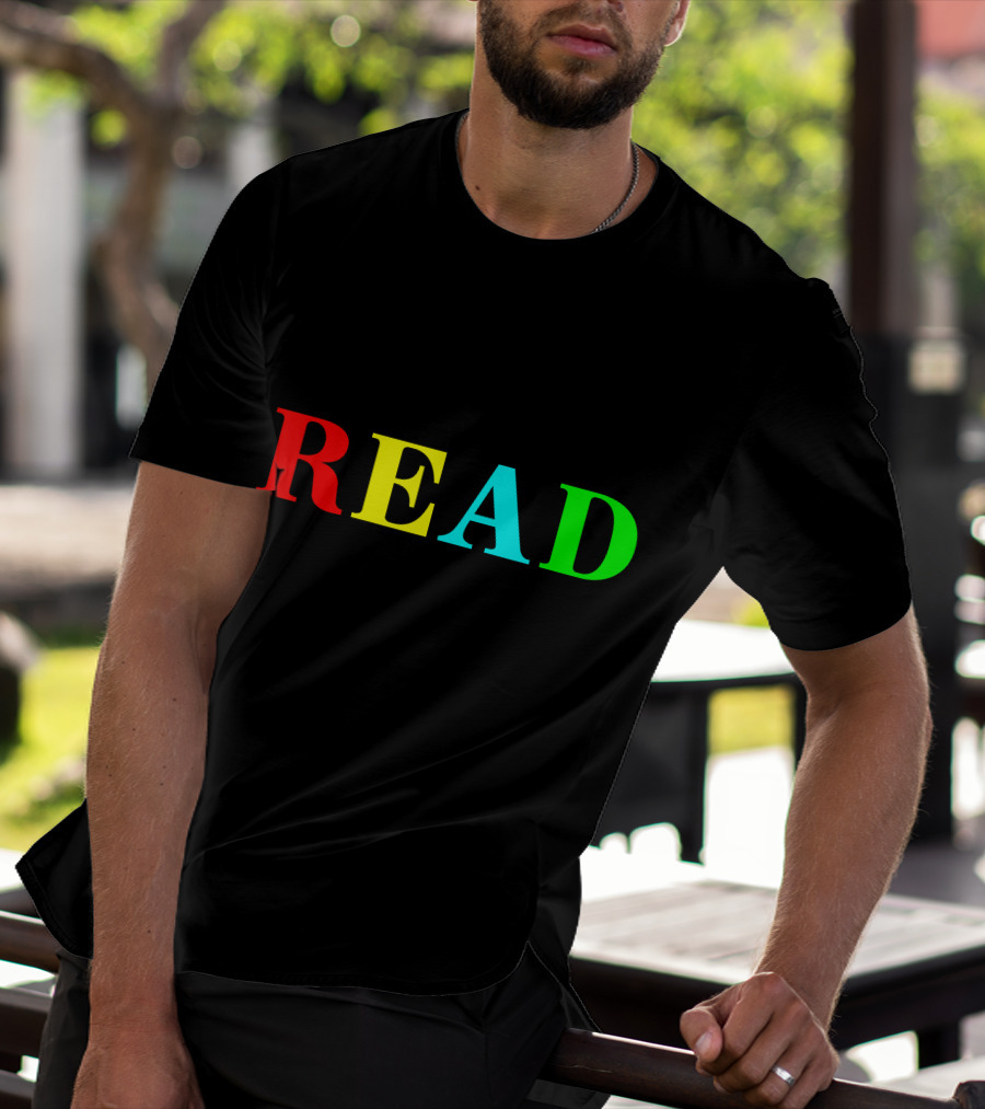 READ In Color Bold Letters Teacher Reading Book T-Shirt