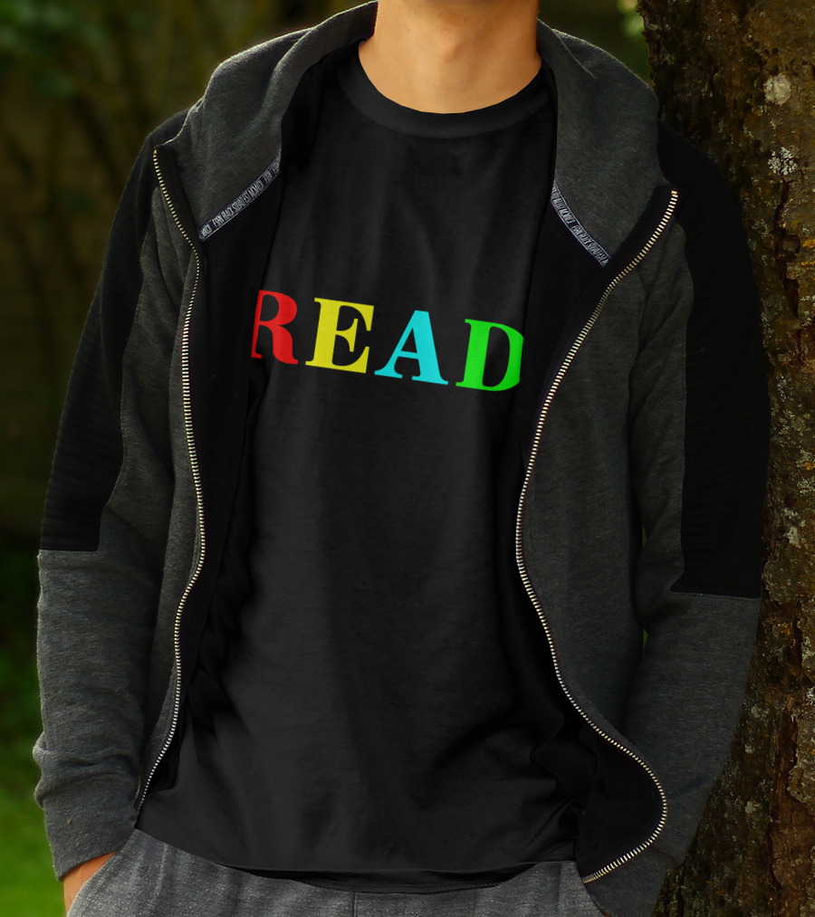 READ In Color Bold Letters Teacher Reading Book T-Shirt