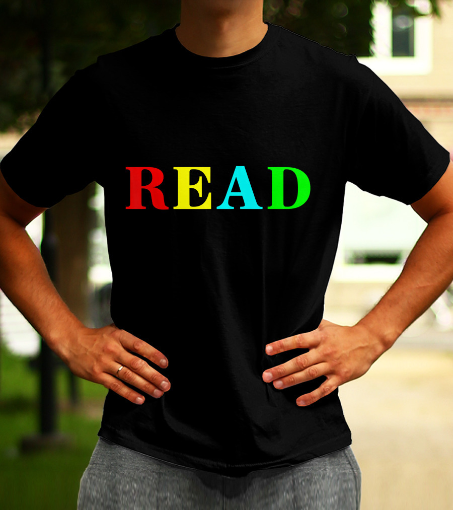 READ In Color Bold Letters Teacher Reading Book T-Shirt