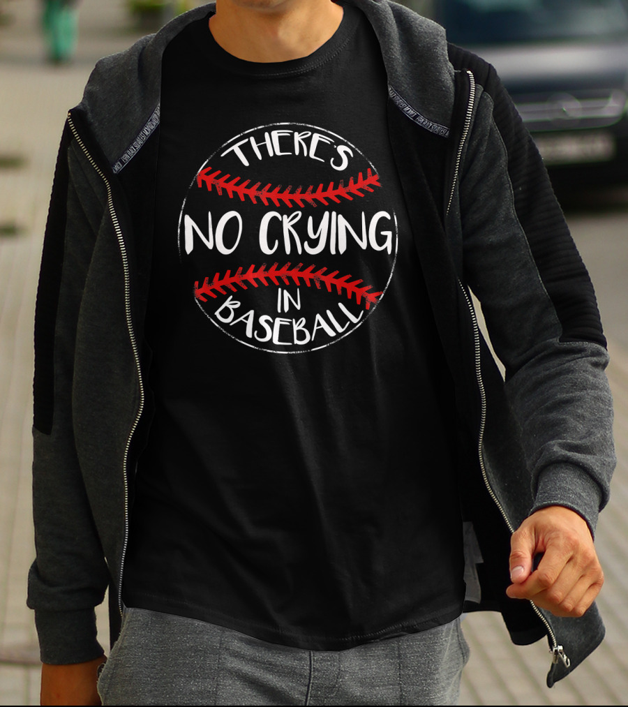 There's No Crying In Baseball Red Stitching Circle T-Shirt