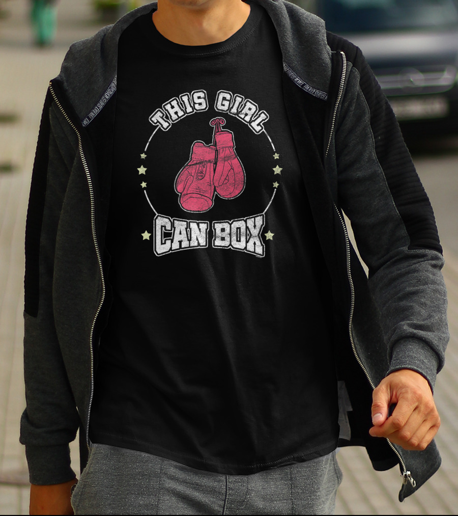 This Girl Can Box Cool Women Boxer Boxing Gloves Stars T-Shirt