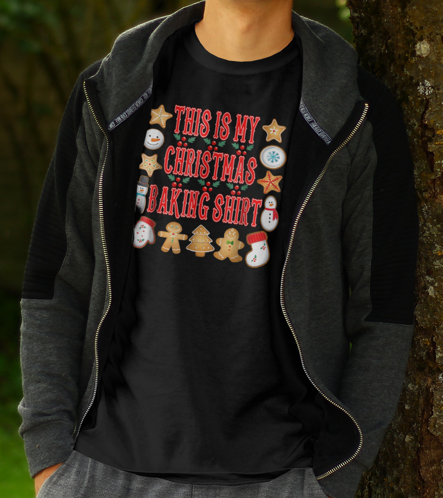 This Is My Christmas Baking Shirt Gingerbread Cookies Snowman Holiday T-Shirt