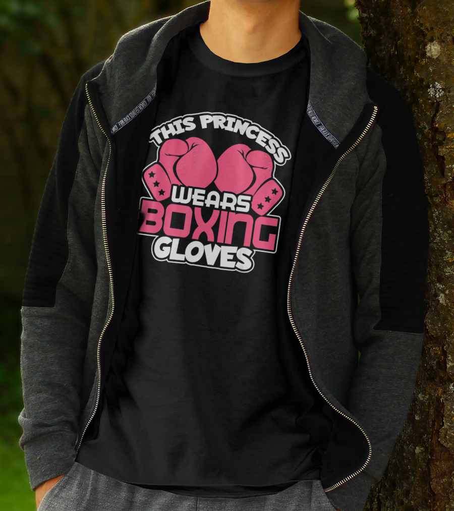 This Princess Wears Boxing Gloves Pink Boxing Gloves Stars T-Shirt