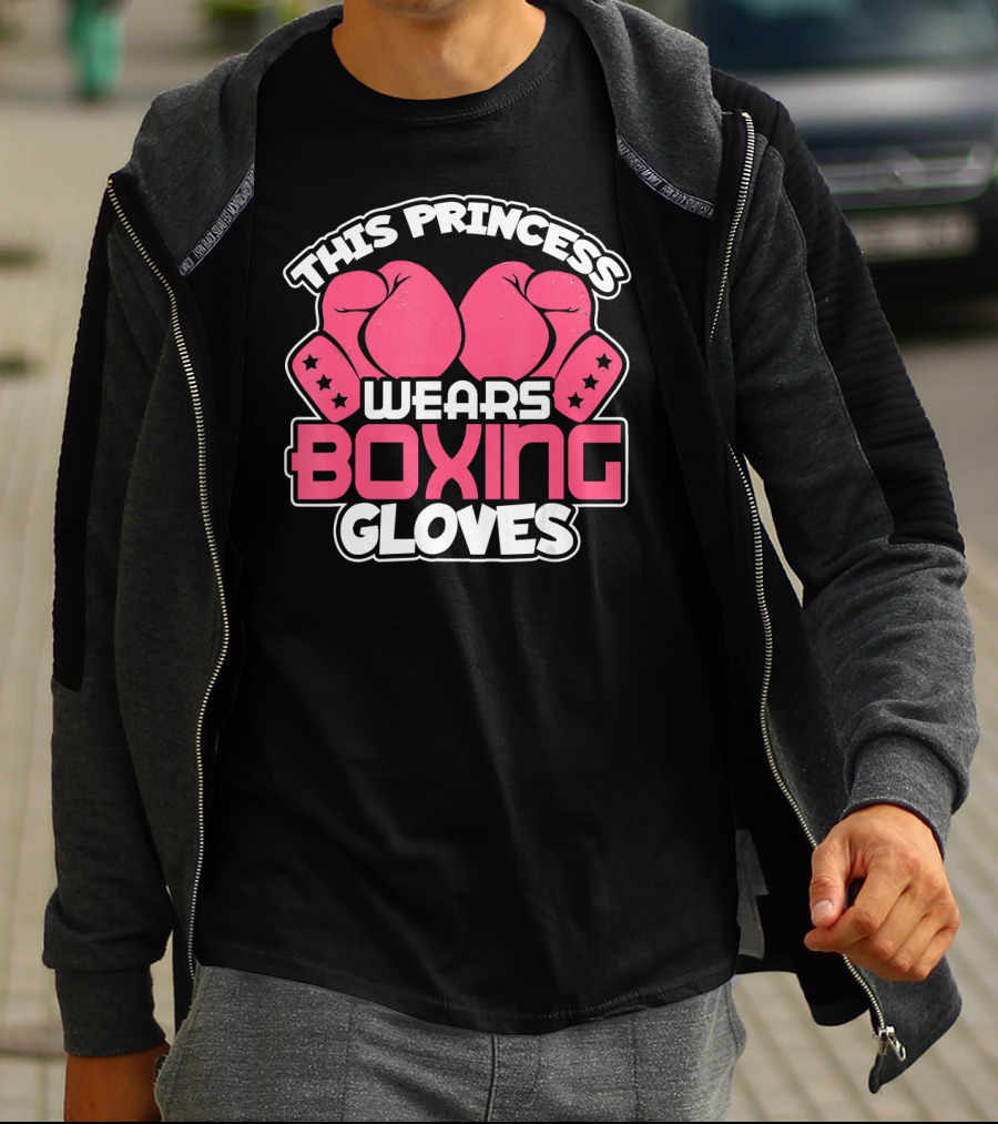 This Princess Wears Boxing Gloves Pink Boxing Gloves Stars T-Shirt