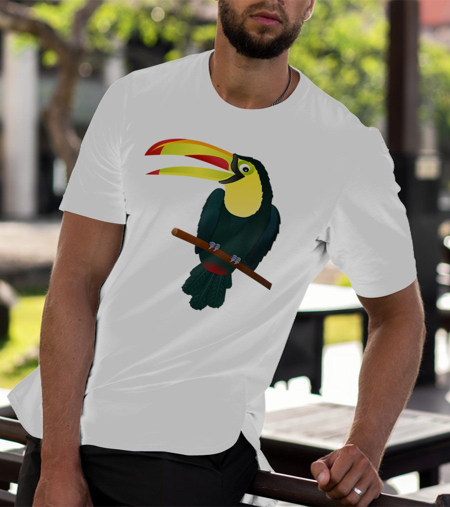 Toucan Bird Perched On Branch With Vibrant Beak T-Shirt