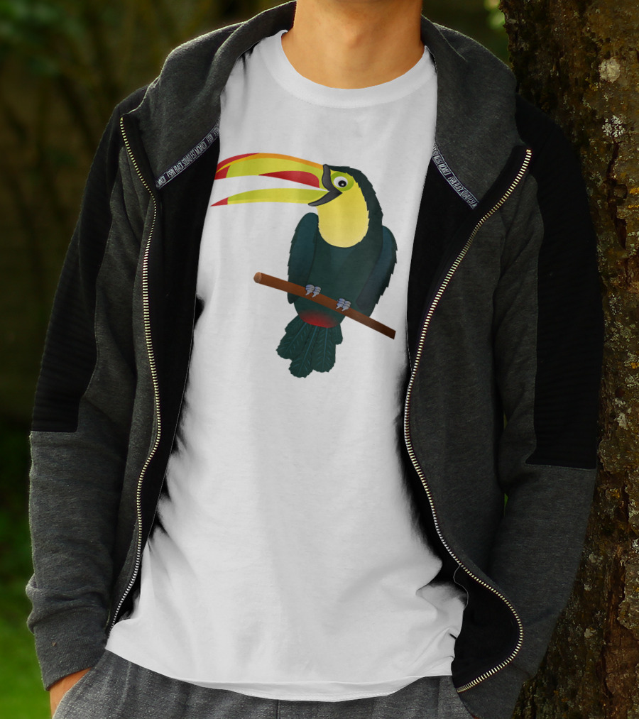 Toucan Bird Perched On Branch With Vibrant Beak T-Shirt