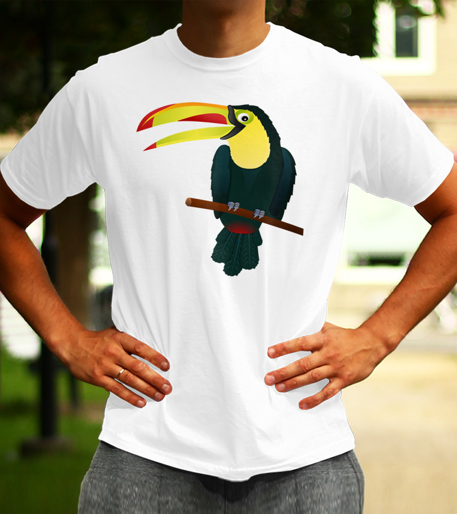 Toucan Bird Perched On Branch With Vibrant Beak T-Shirt