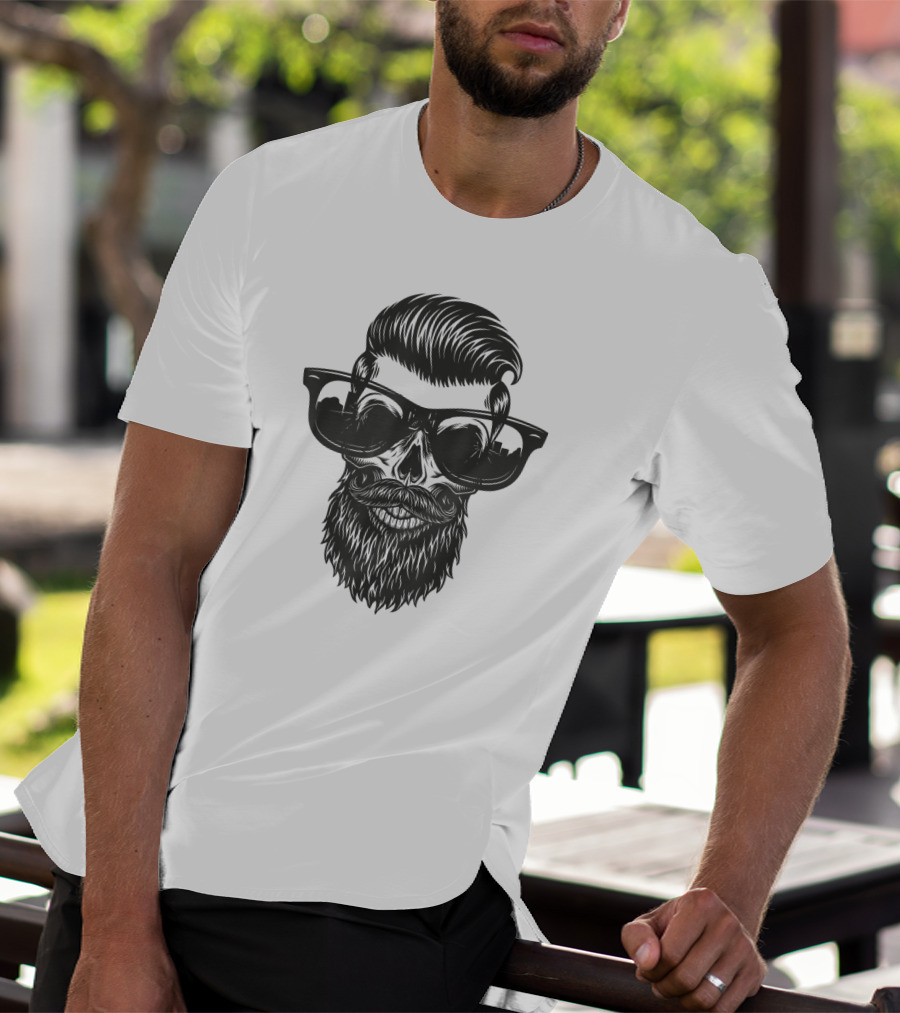 Skull With Beard And Sunglasses Vintage Look T-Shirt