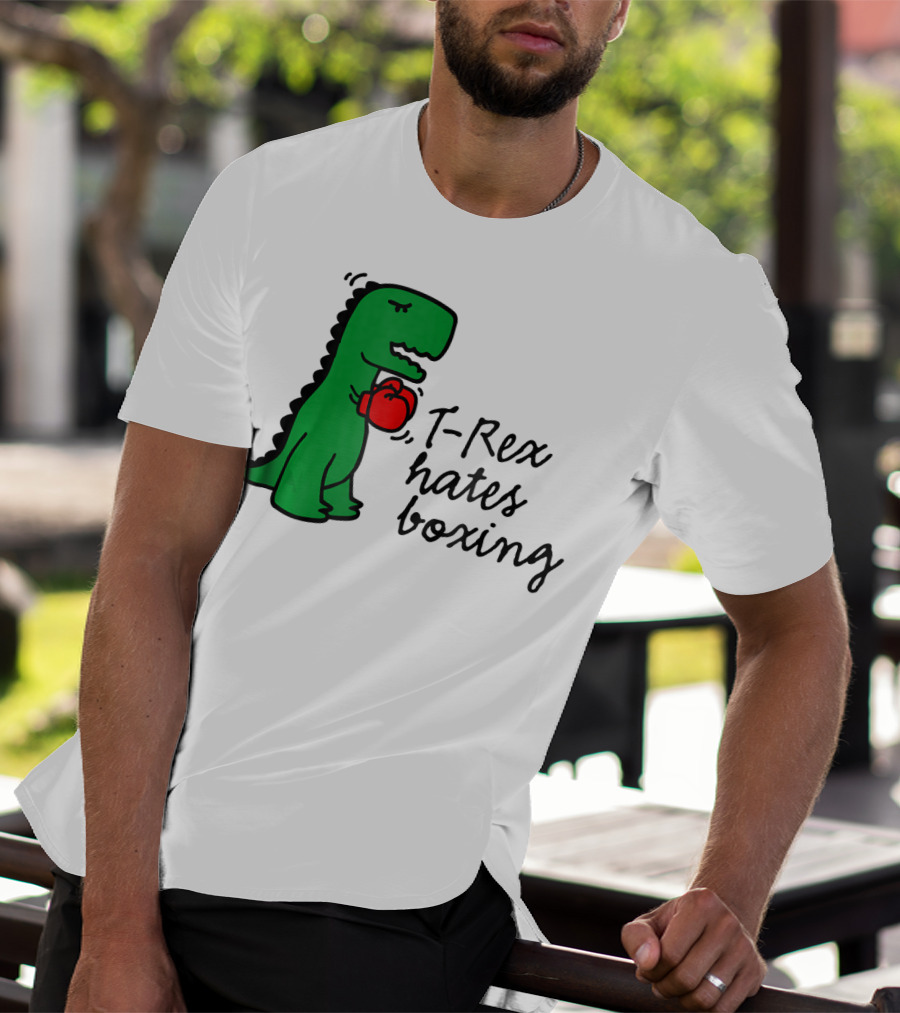 T Rex Hates Boxing Dinosaur With Red Boxing Glove T-Shirt