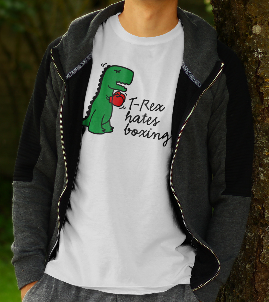 T Rex Hates Boxing Dinosaur With Red Boxing Glove T-Shirt