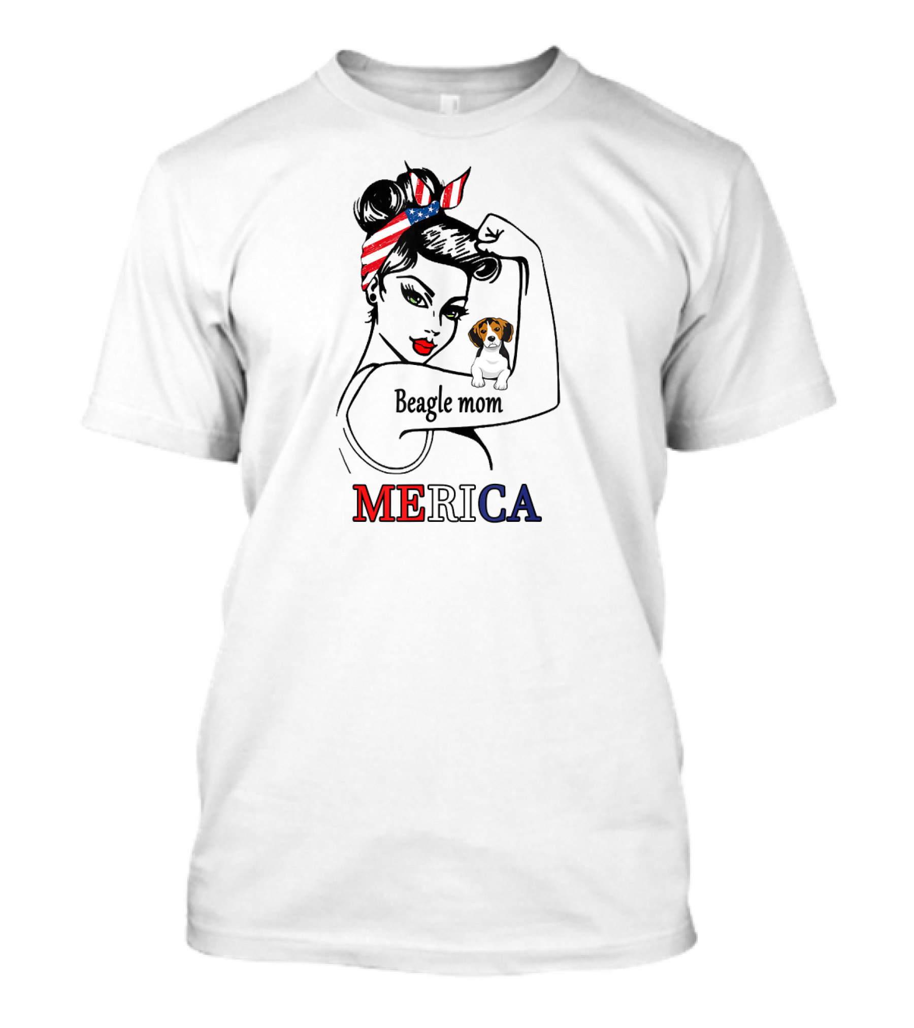 Unbreakable Beagle Mom Merica Bandana USA T-Shirt