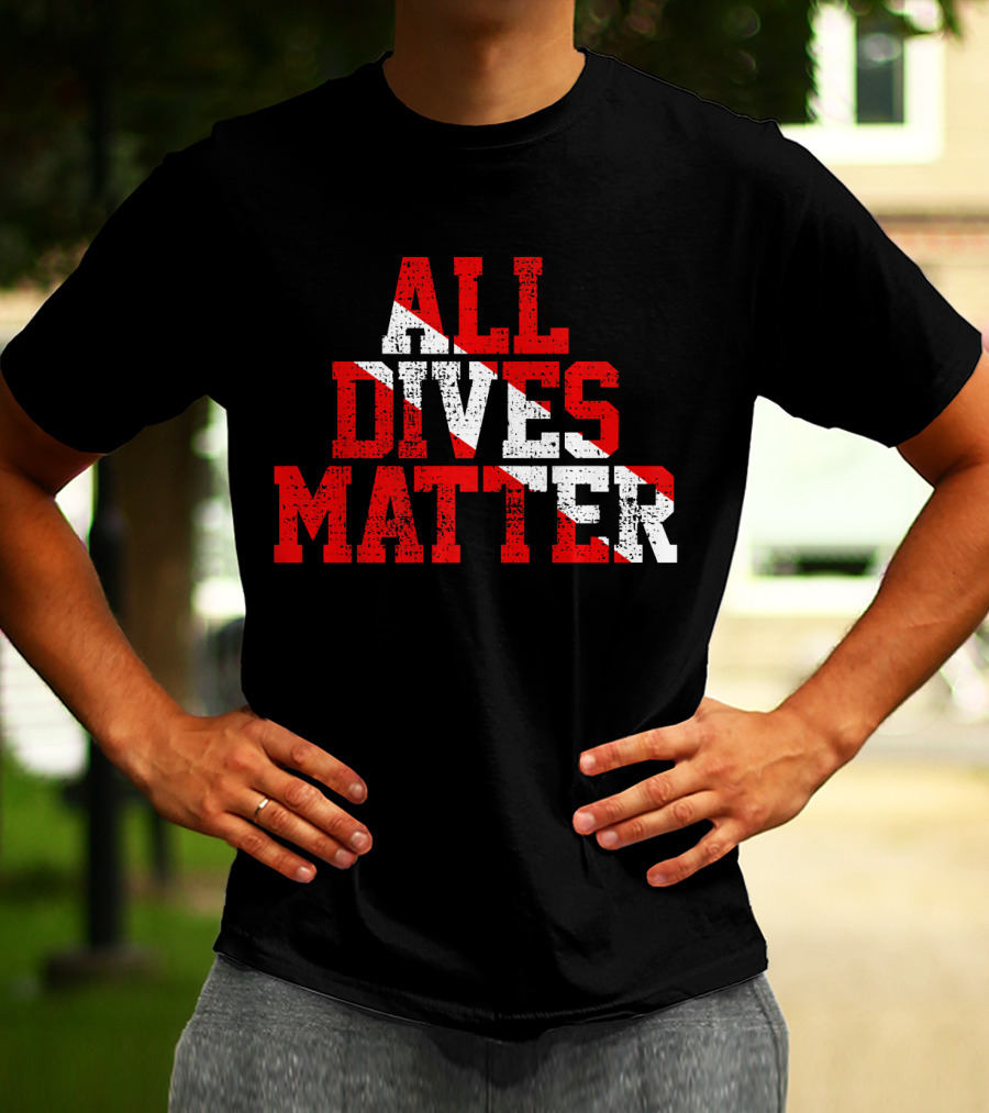 Vintage All Dives Matter Diving Diver Sta Red And White Dive Flag T-Shirt