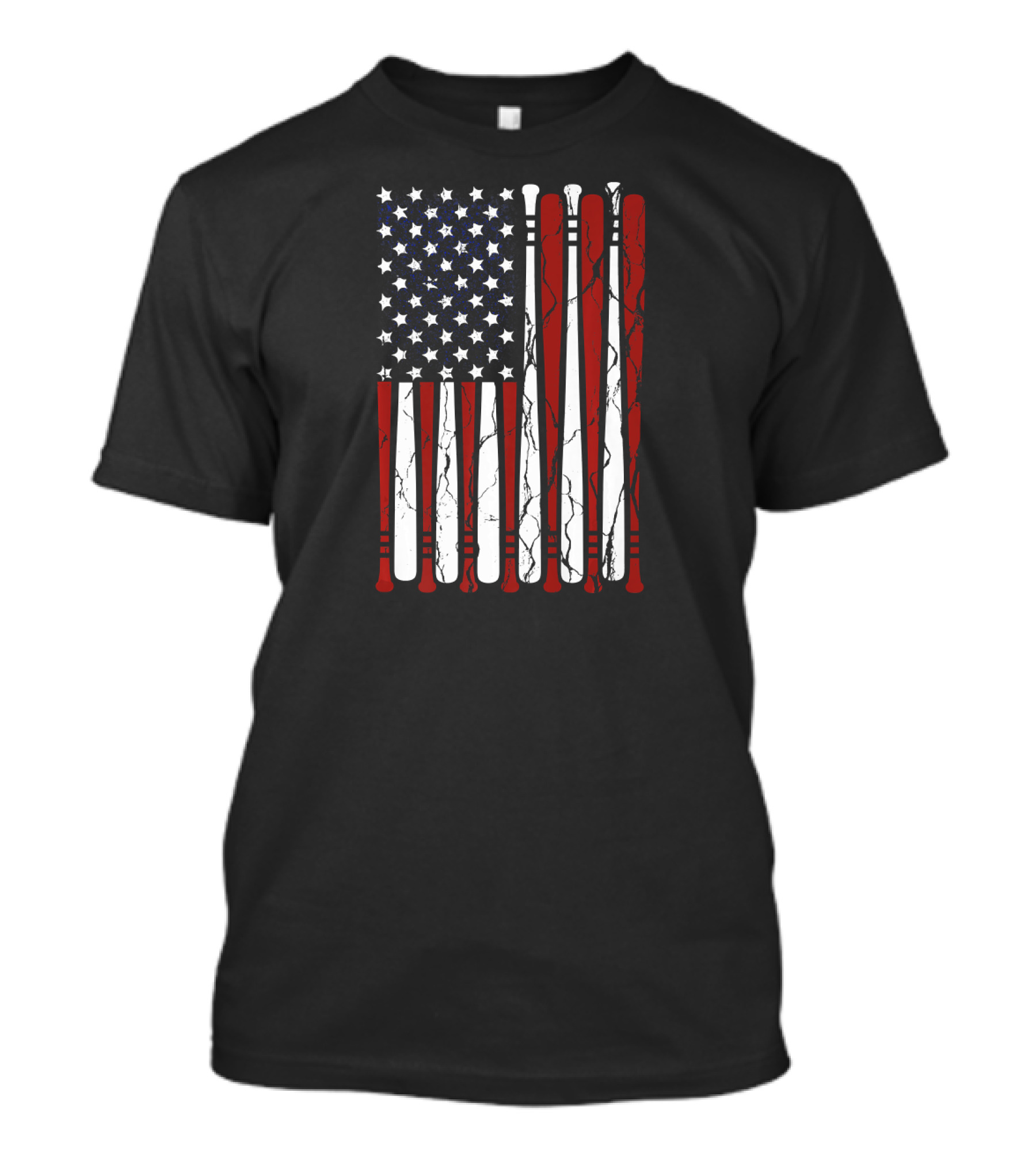 Vintage Distressed American Flag With Baseball Bats T-Shirt