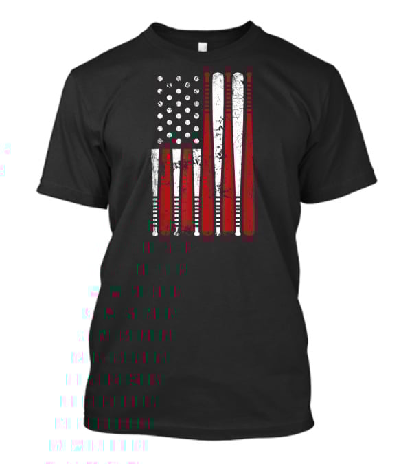 Vintage Baseball Bat Stars And Stripes USA Flag T-Shirt