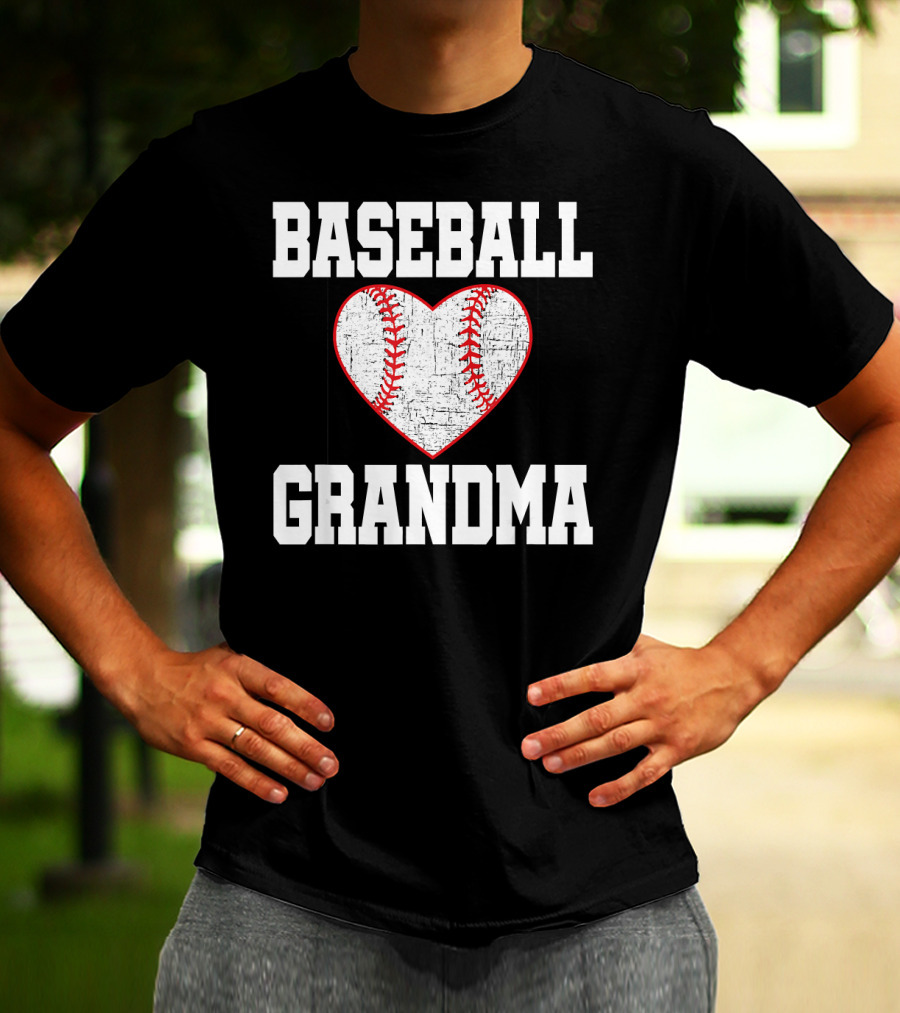 Baseball Grandma Vintage Heart T-Shirt