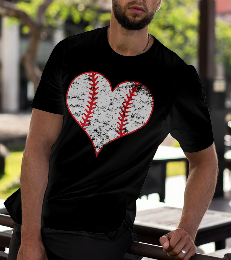 Vintage Heart Shaped Baseball Love T-Shirt