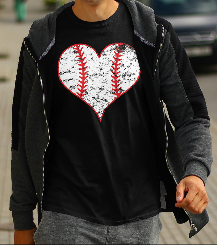 Vintage Heart Shaped Baseball Love T-Shirt