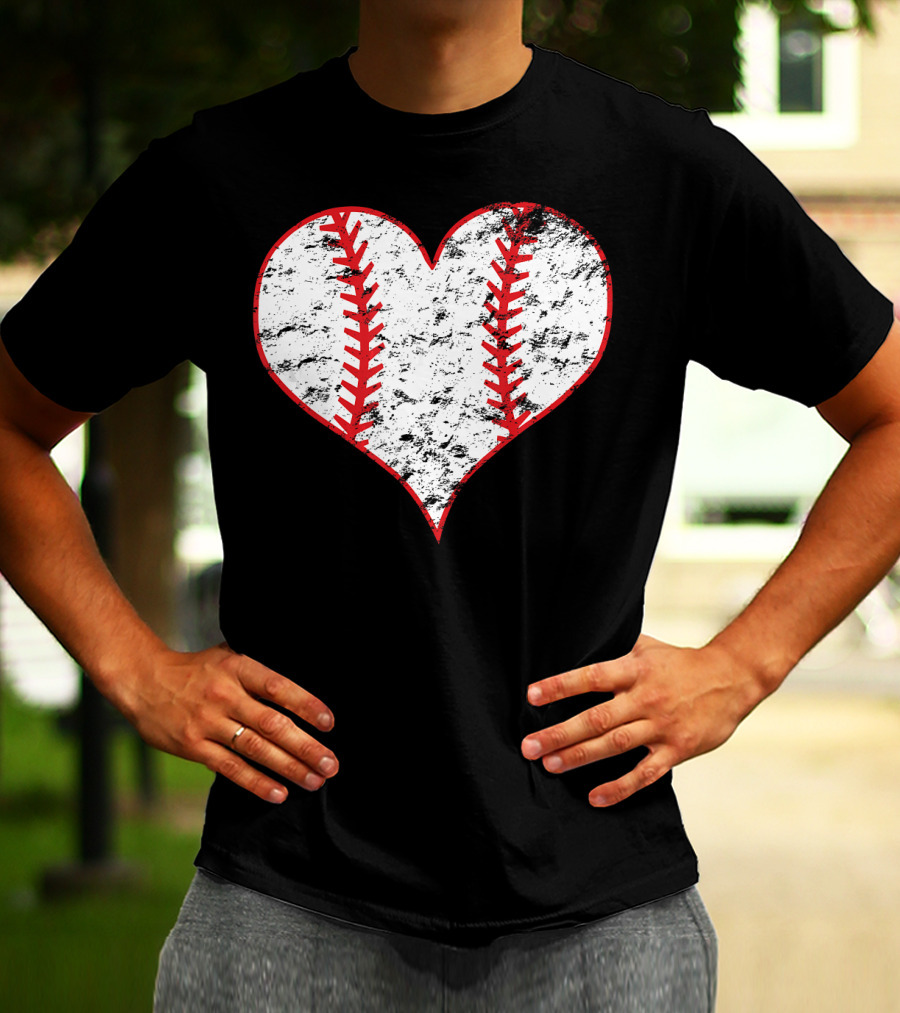 Vintage Heart Shaped Baseball Love T-Shirt