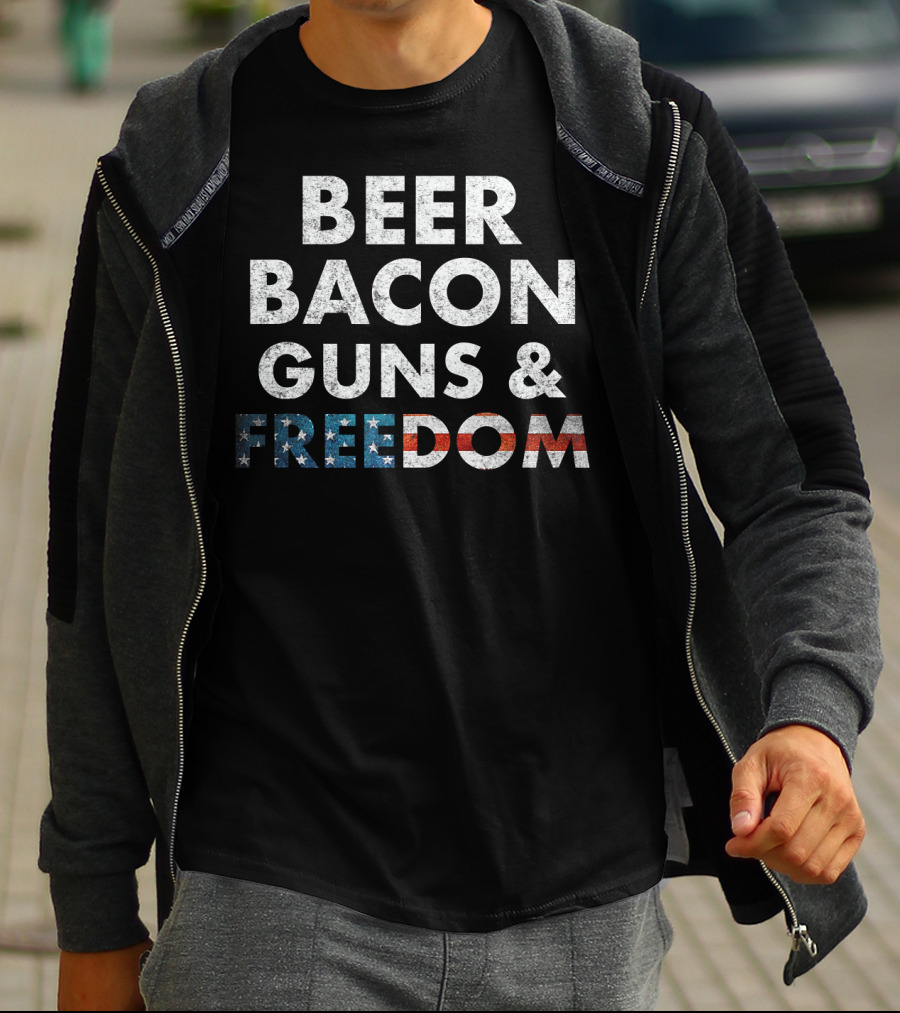 Beer Bacon Guns Freedom USA T-Shirt
