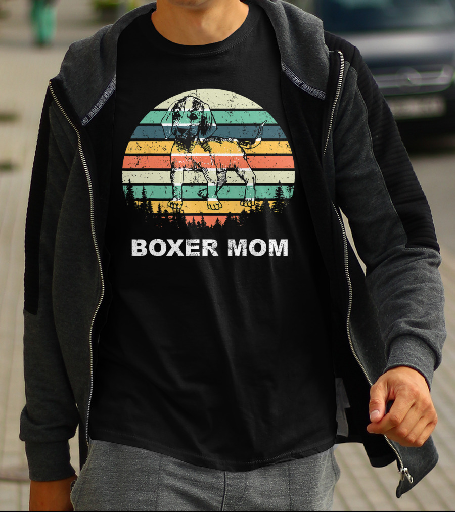 Boxer Mom Vintage Sunset Stripes T-Shirt