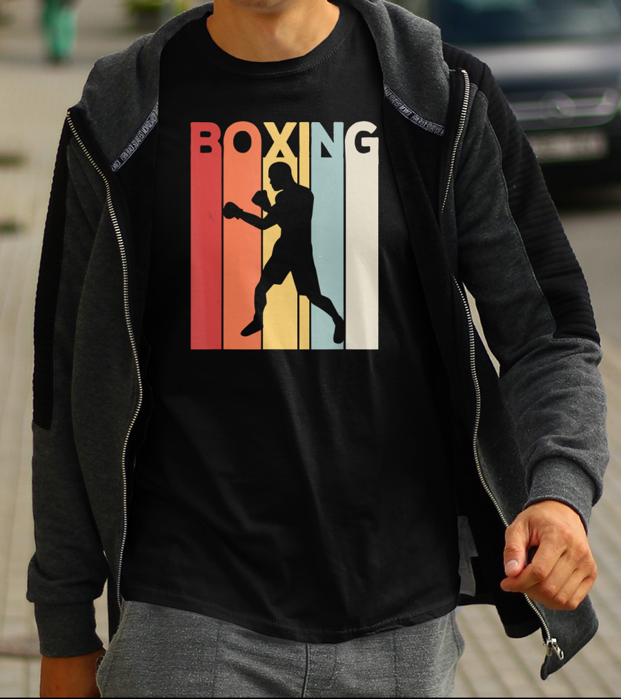 Vintage Boxing Boxer Silhouette Retro Sport Fight T-Shirt