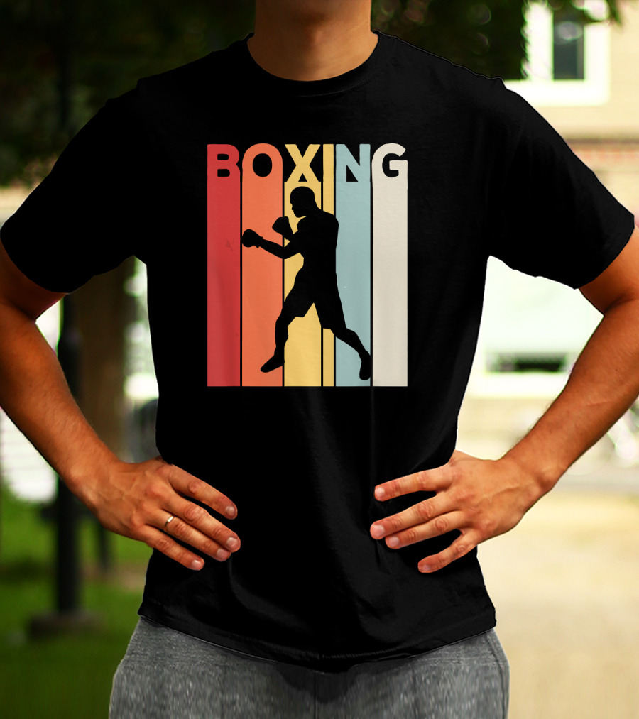 Vintage Boxing Boxer Silhouette Retro Sport Fight T-Shirt